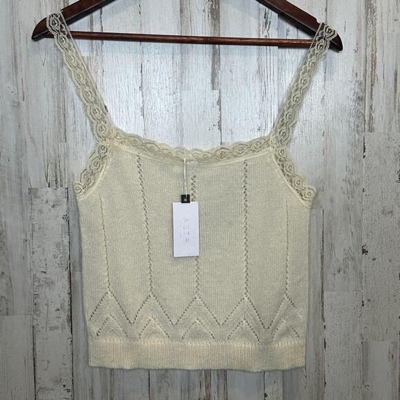 Astr Tops - NWT ASTR the Label Arlie Lace Sweater Tank Large Wool Alpaca Romantic Coquette